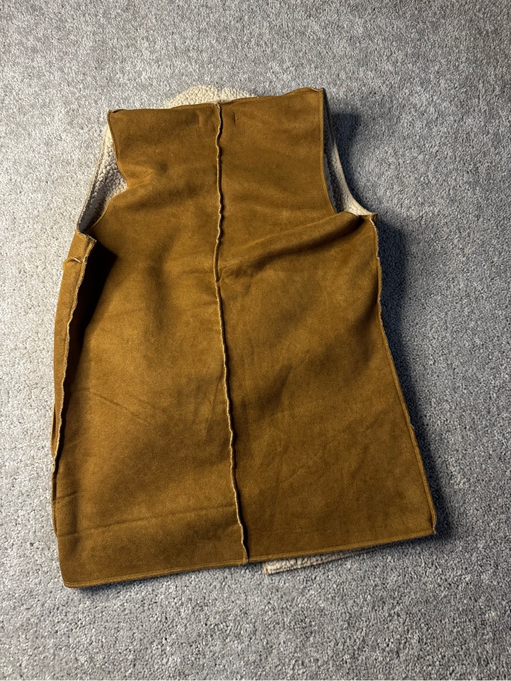 Flying Tomato Brown Suede Sherpa-Lined Open Vest - Picture 5 of 7